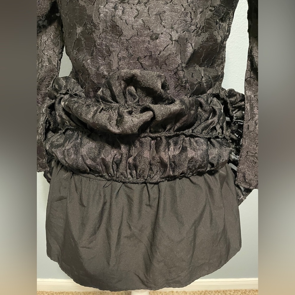 Black Textured Tiered Dress Long Sleeve Goth Indie Sleeze Witchy Grunge Small - Picture 3 of 5